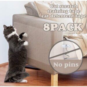 Cat Couch Protector Tape 8 Pack Large Clear Anti Scratch No Pins Residue Free